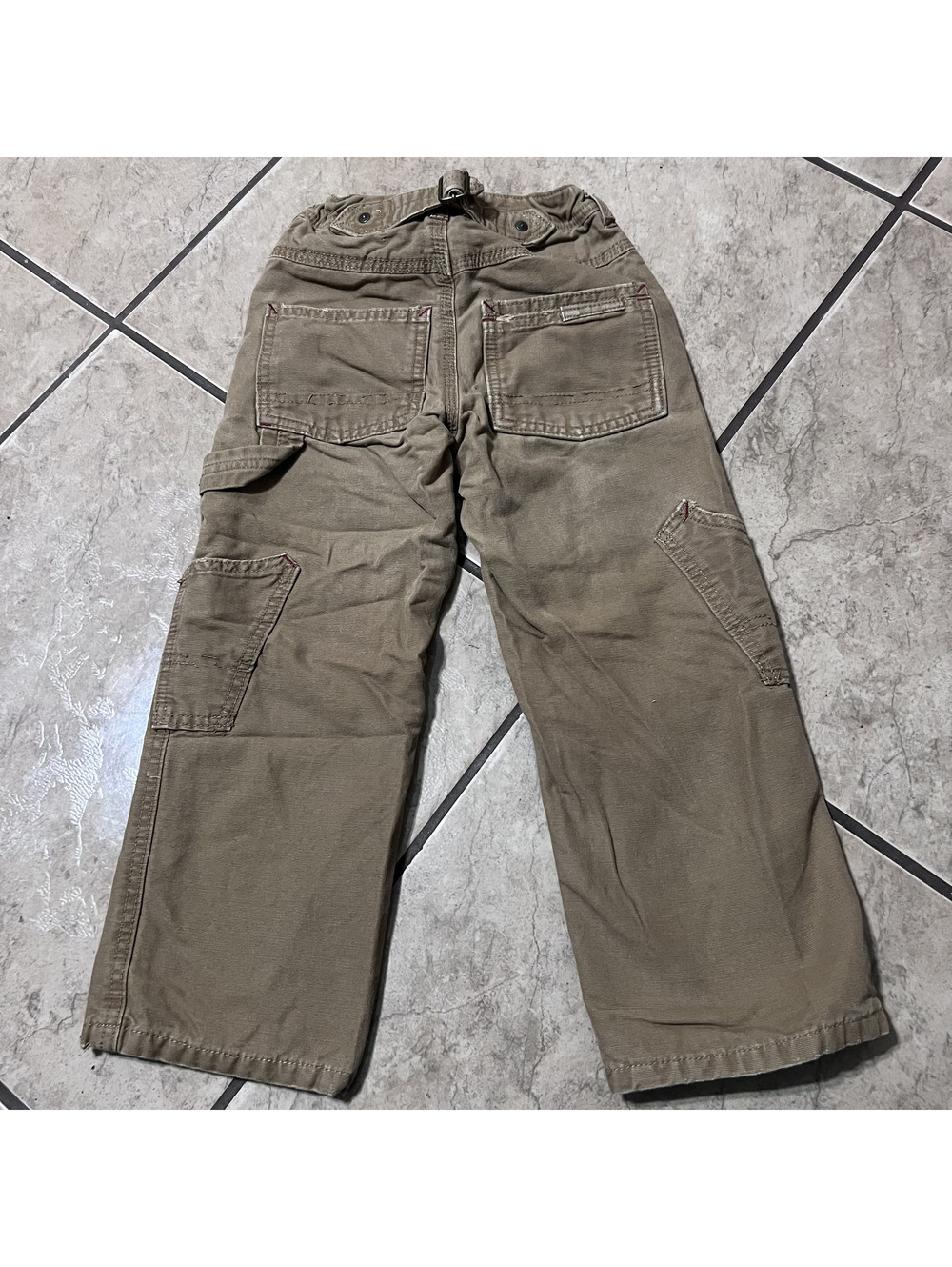 GAP Kids Plaid Flannel Lined Carpenter Khaki Utility Pants Size 5 Regular School